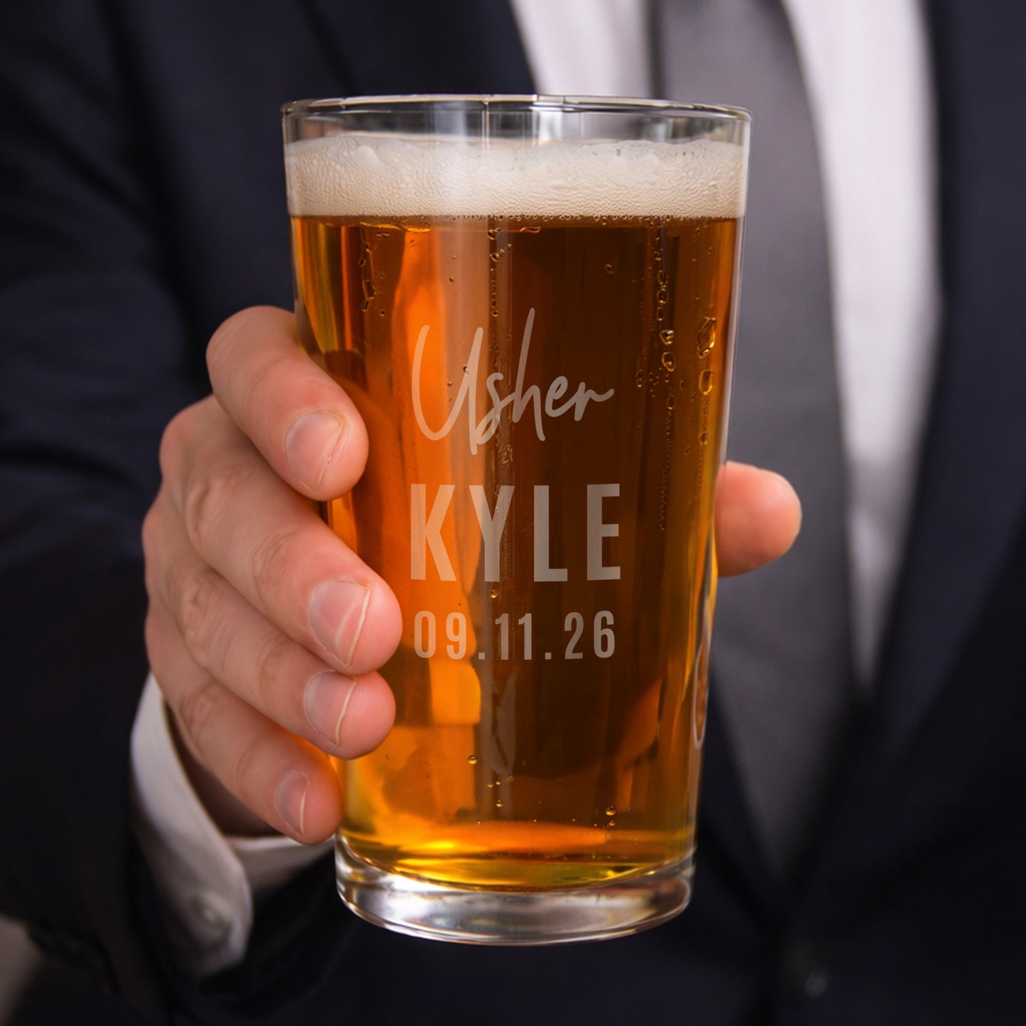 Personalised Usher Elegant Pint Glass - image 2