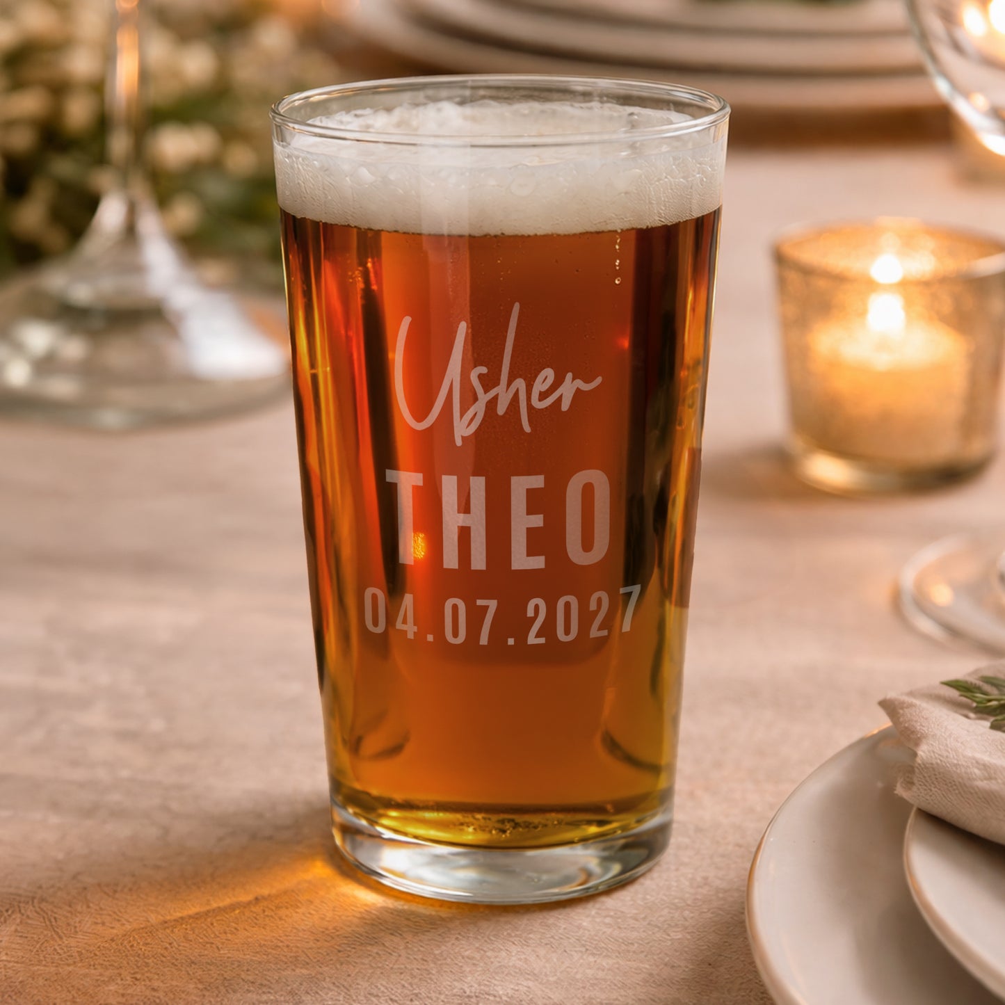 Personalised Usher Elegant Pint Glass - image 3