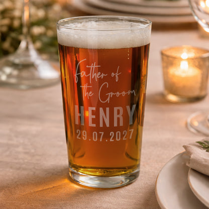 Personalised Father of the Groom Elegant Pint Glass - image 3