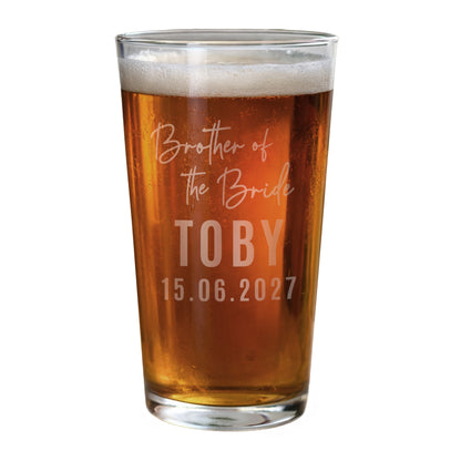 Personalised Brother of the Bride Elegant Pint Glass - image 4