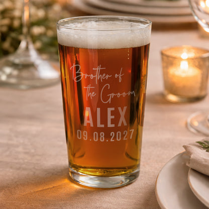 Personalised Brother of the Groom Elegant Pint Glass - image 3