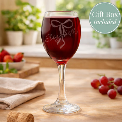 Personalised Bow Wine Glass from Heartfelt Gifts