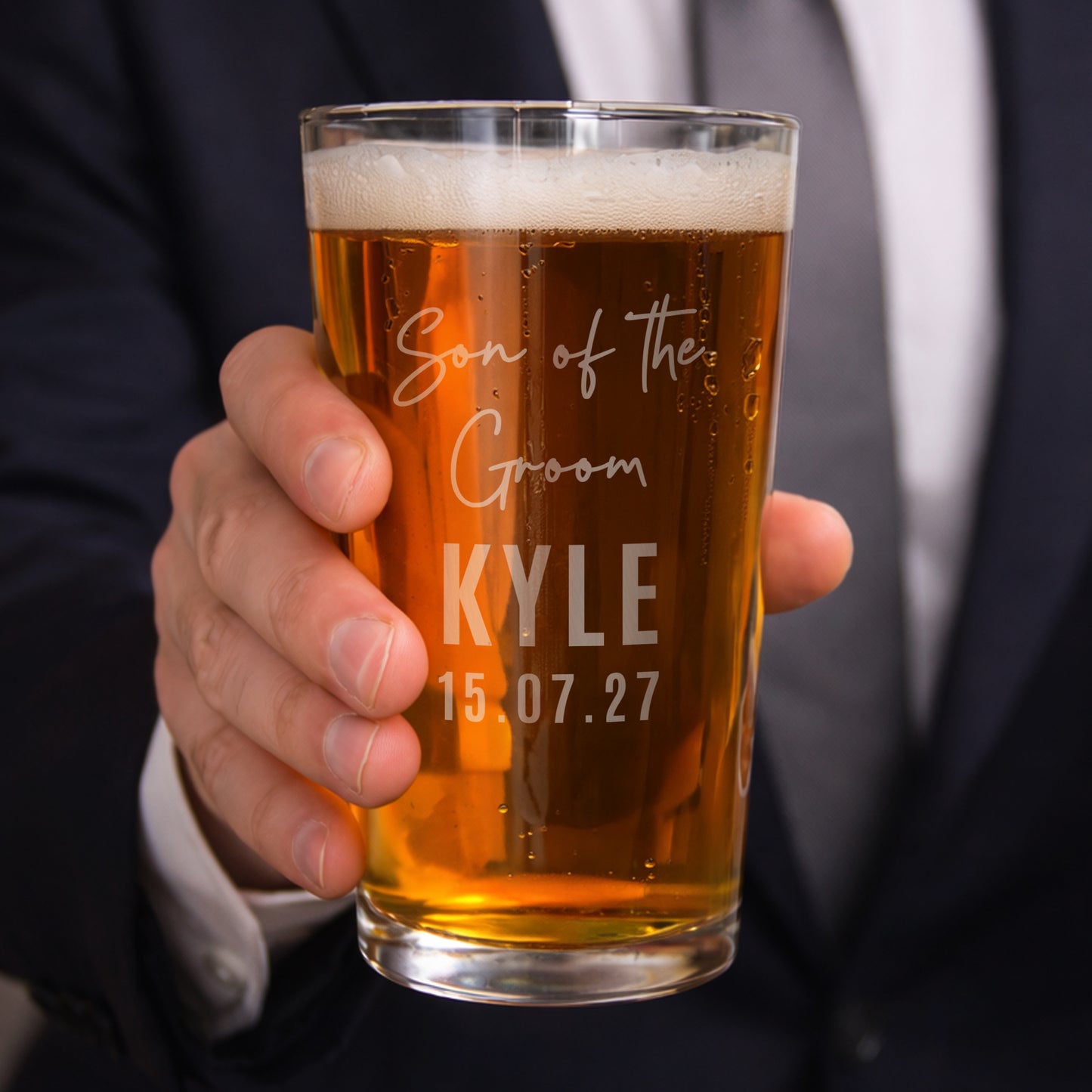 Personalised Wedding Elegant Pint Glass - image 2