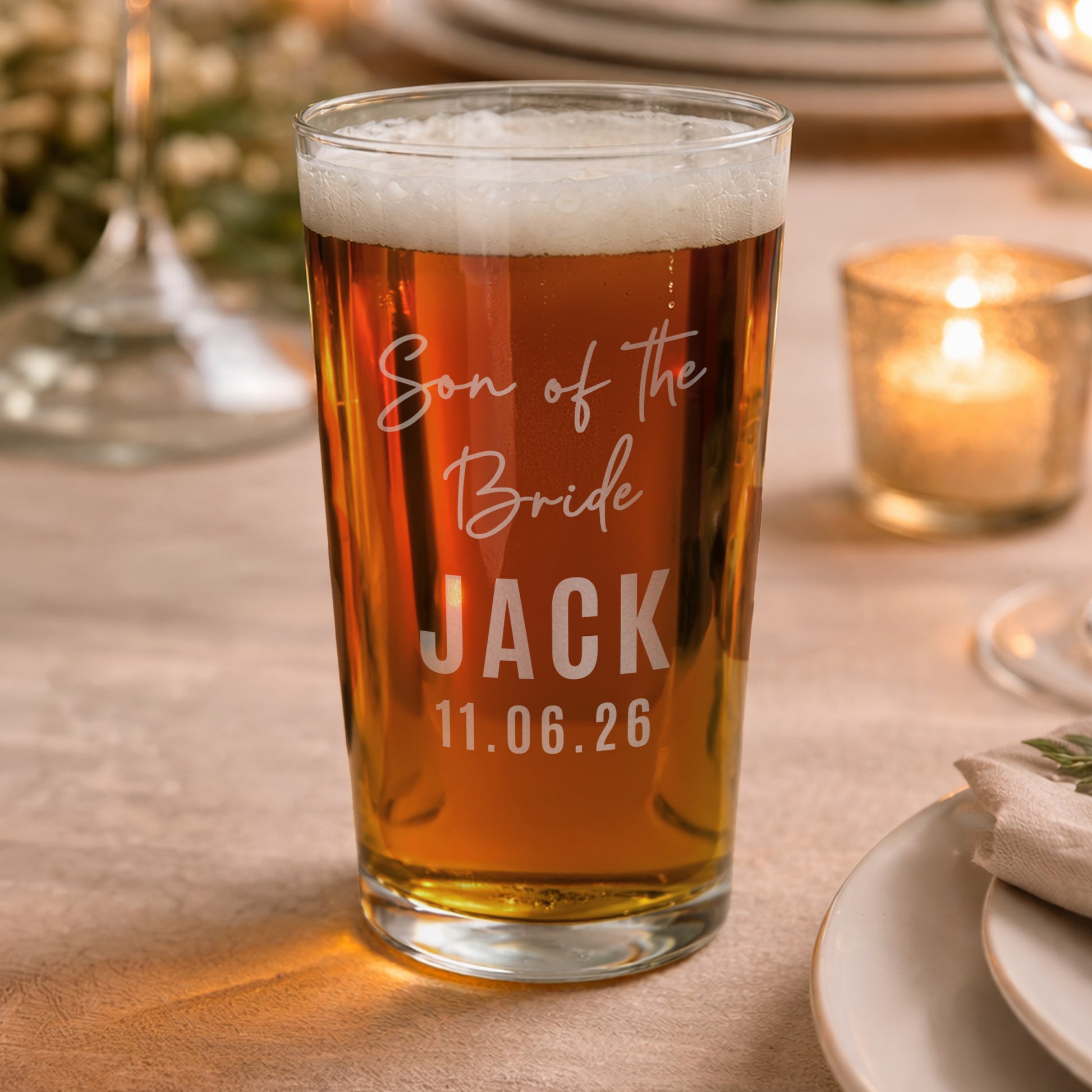 Personalised Wedding Elegant Pint Glass - image 3