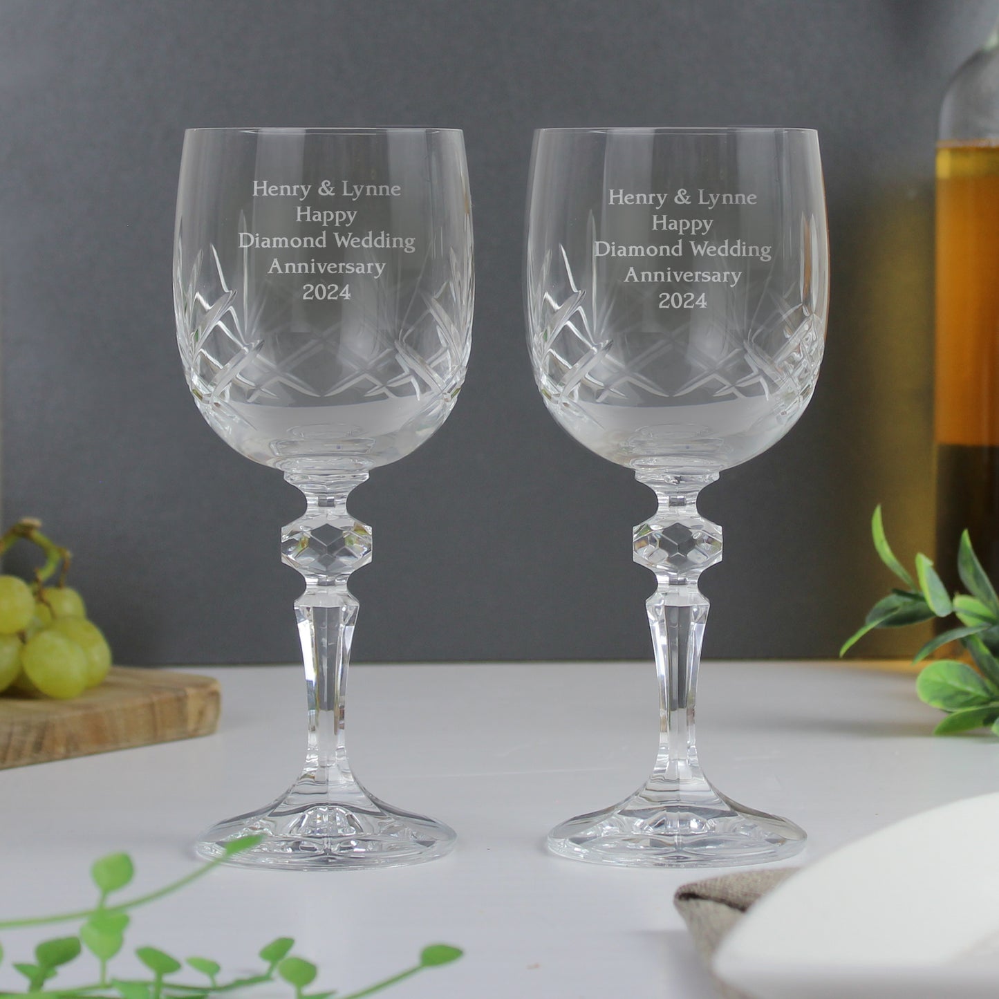Personalised Pair of Crystal Wine Glasses from Heartfelt Gifts