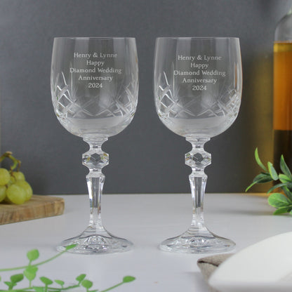 Personalised Pair of Crystal Wine Glasses from Heartfelt Gifts