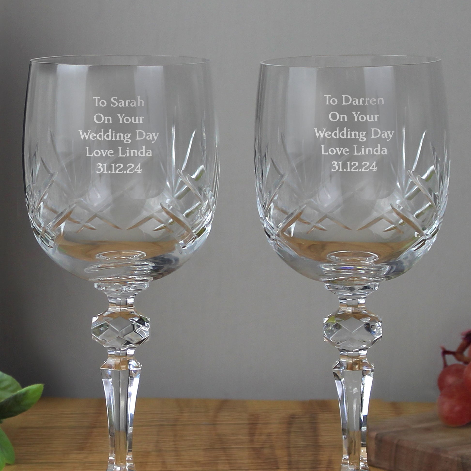 Personalised Pair of Crystal Wine Glasses - image 4