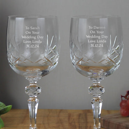 Personalised Pair of Crystal Wine Glasses - image 4