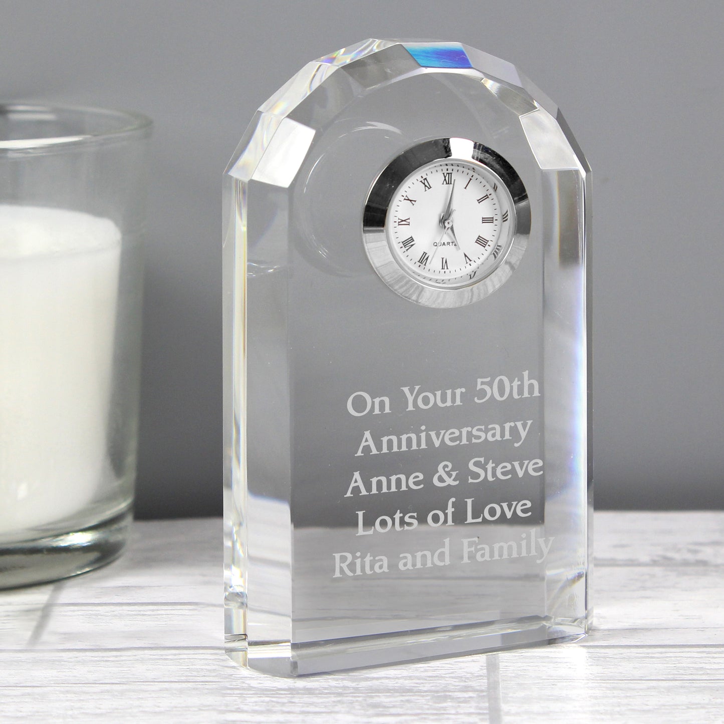 Personalised Crystal Clock from Heartfelt Gifts