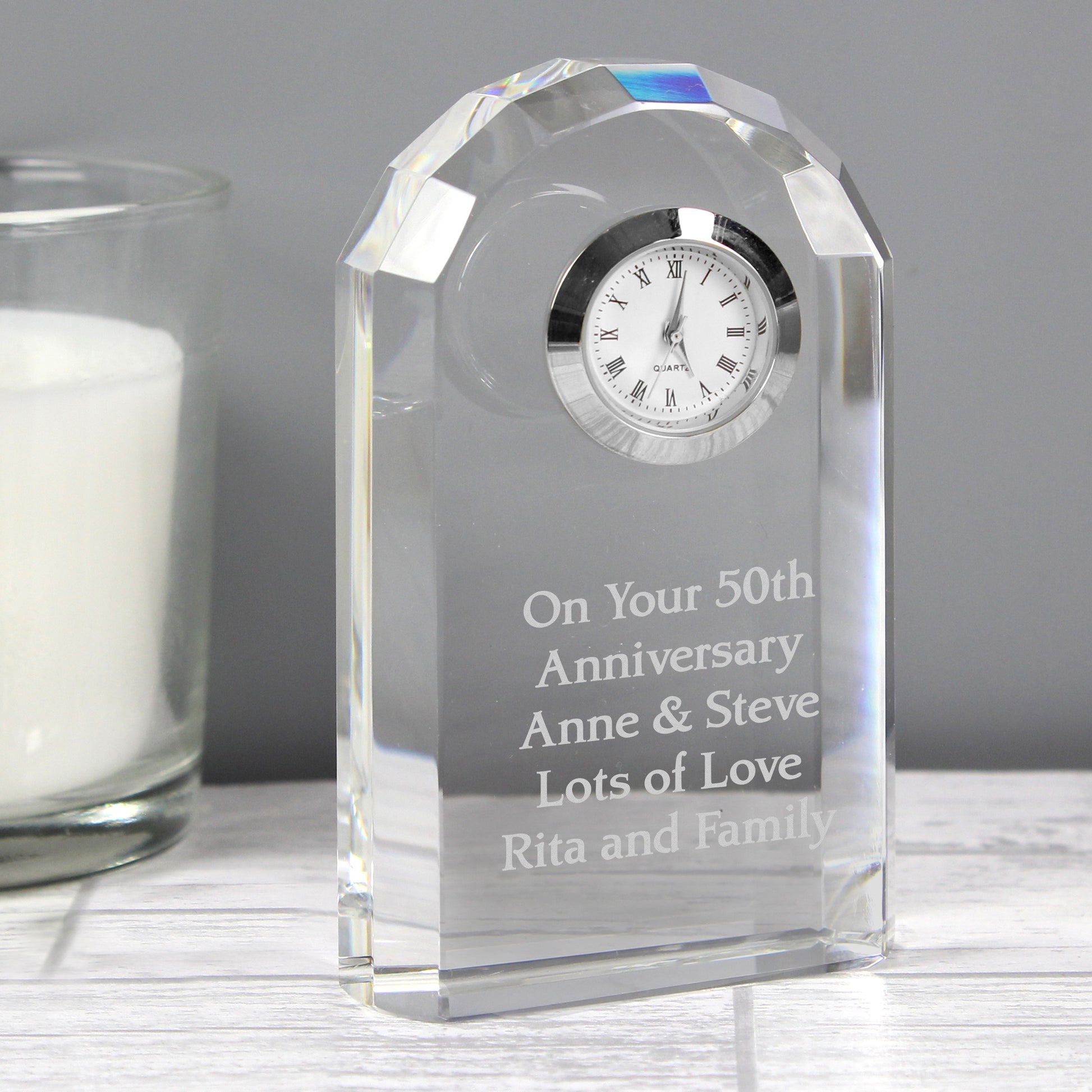 Personalised Crystal Clock from Heartfelt Gifts