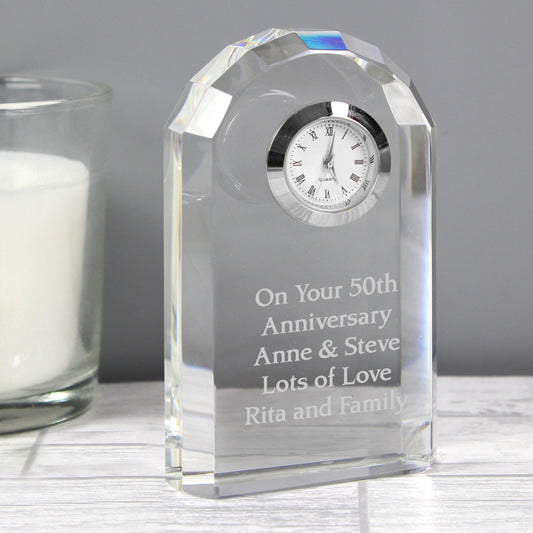 Personalised Crystal Clock from Heartfelt Gifts