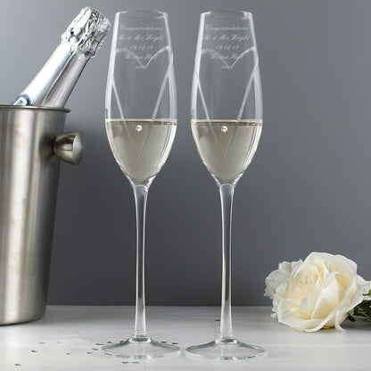 Personalised Hand Cut Heart Pair of Flutes with Gift Box from Heartfelt Gifts
