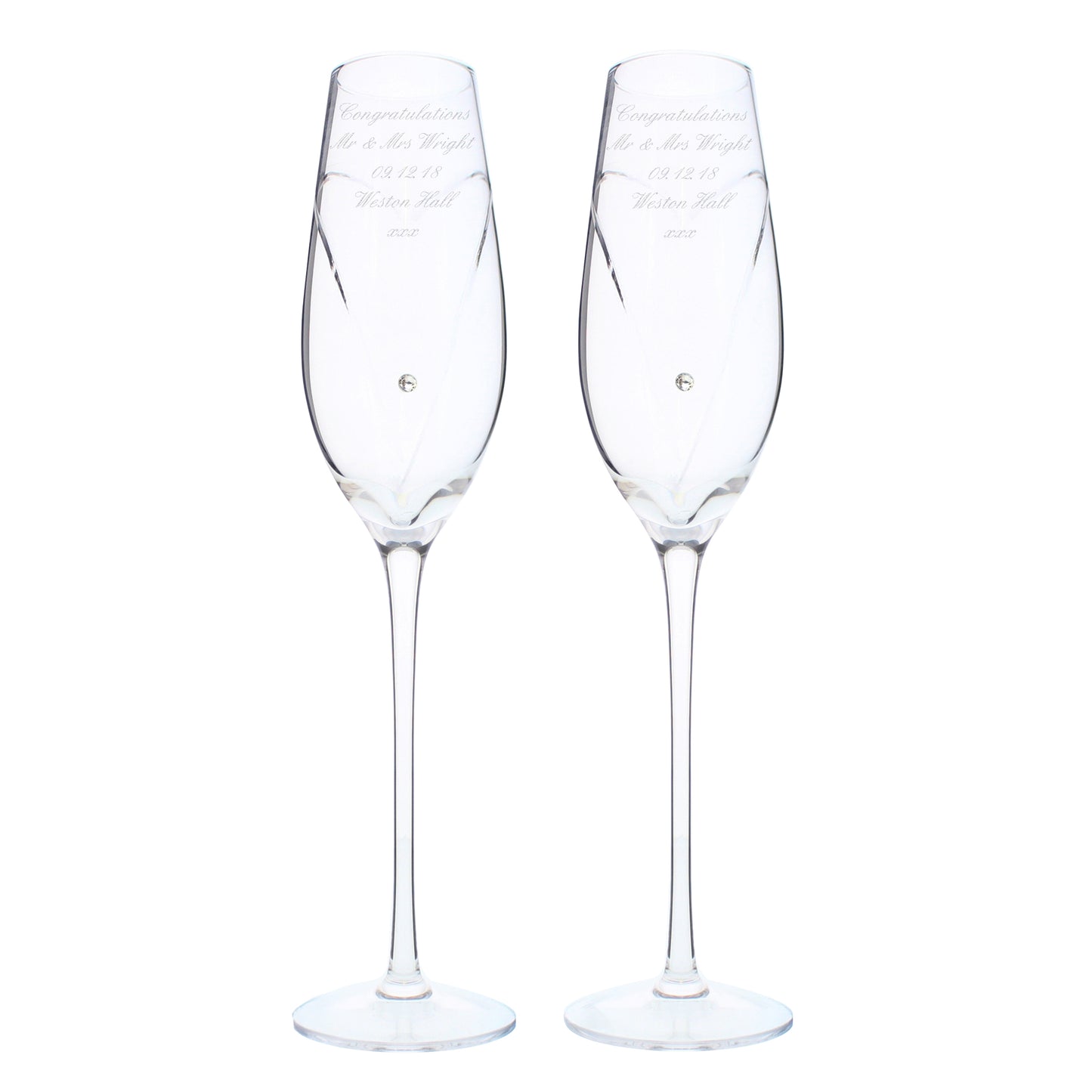 Personalised Heart Champagne Flutes Gift Box - Message - image 2