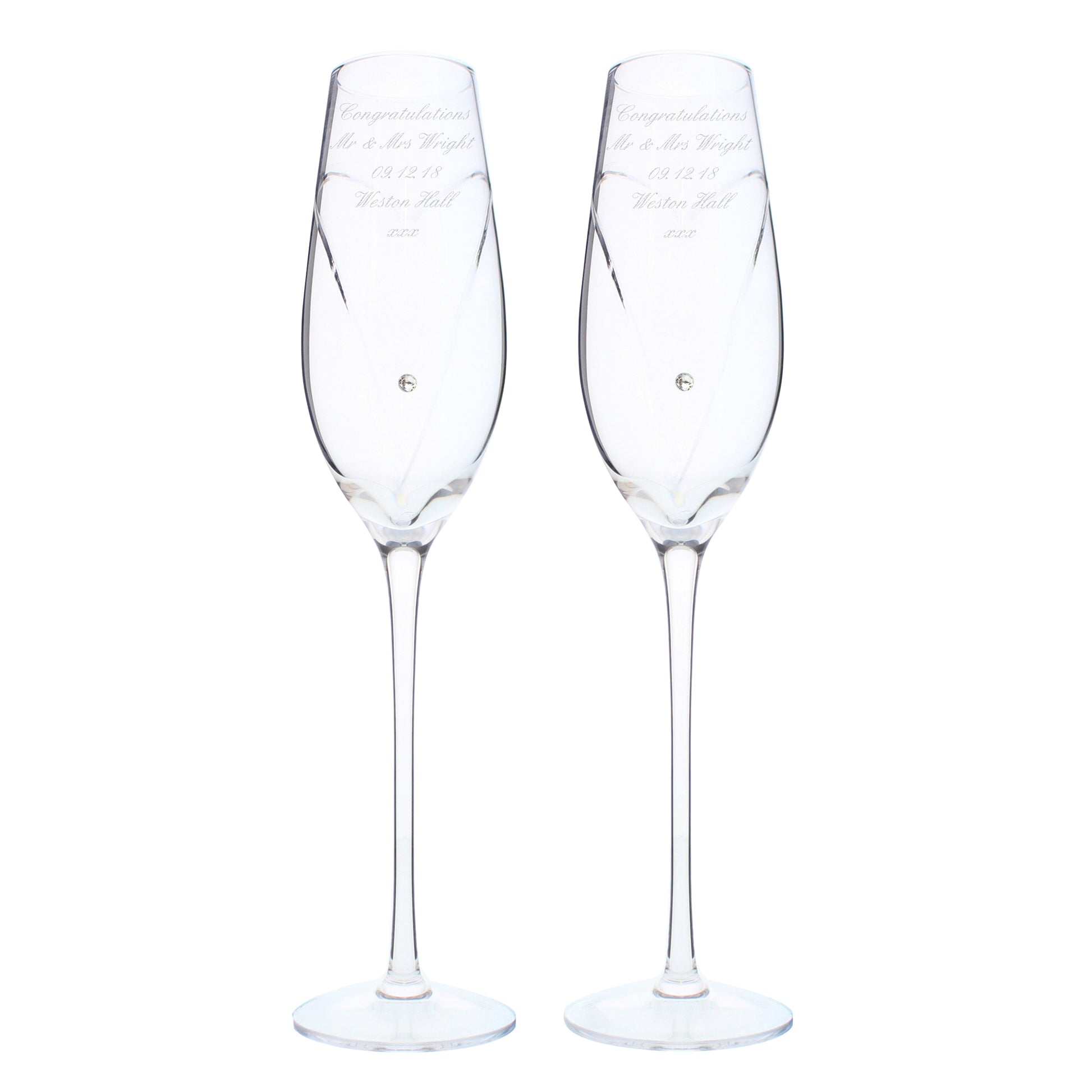 Personalised Heart Champagne Flutes Gift Box - Message - image 2