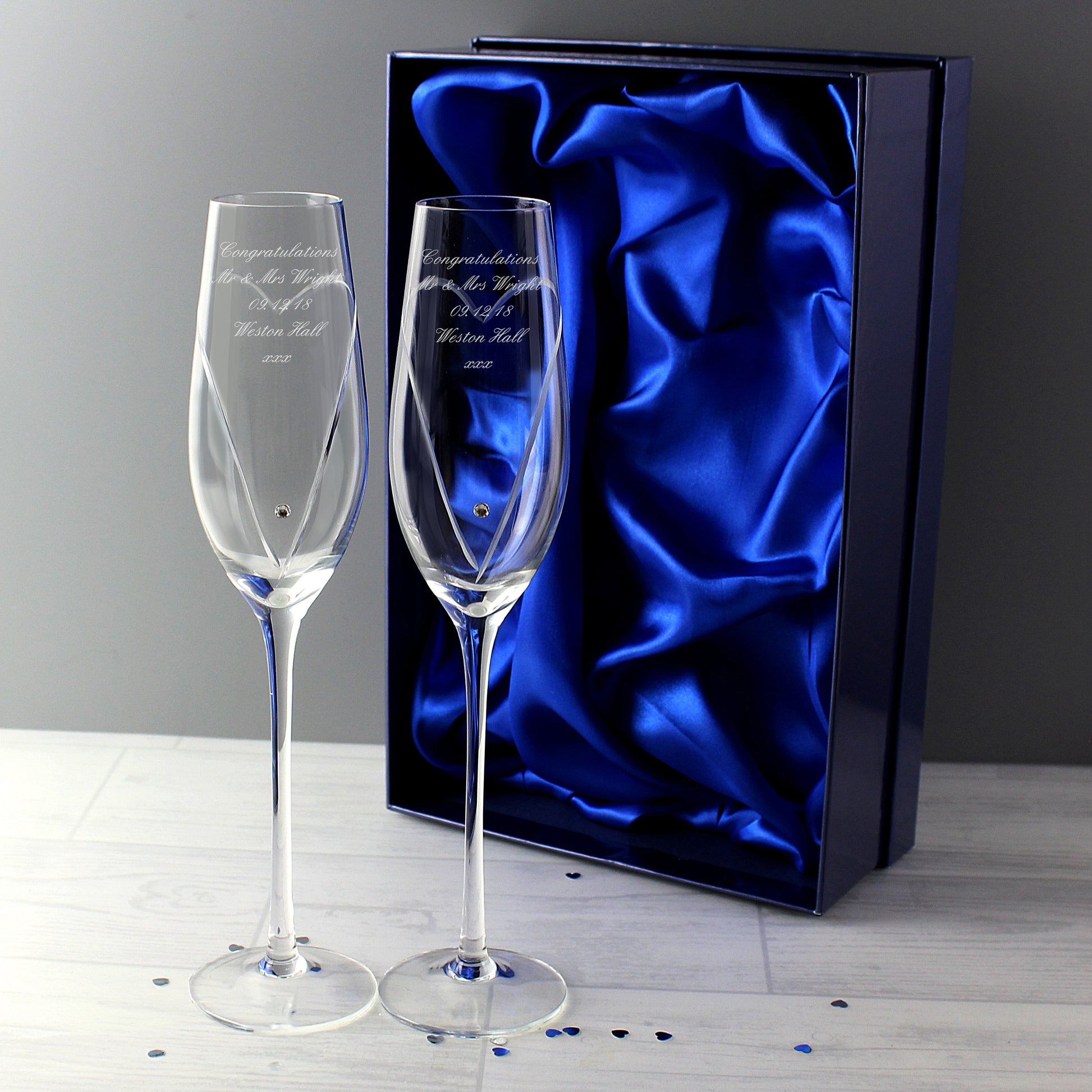 Personalised Heart Champagne Flutes Gift Box - Message - image 3