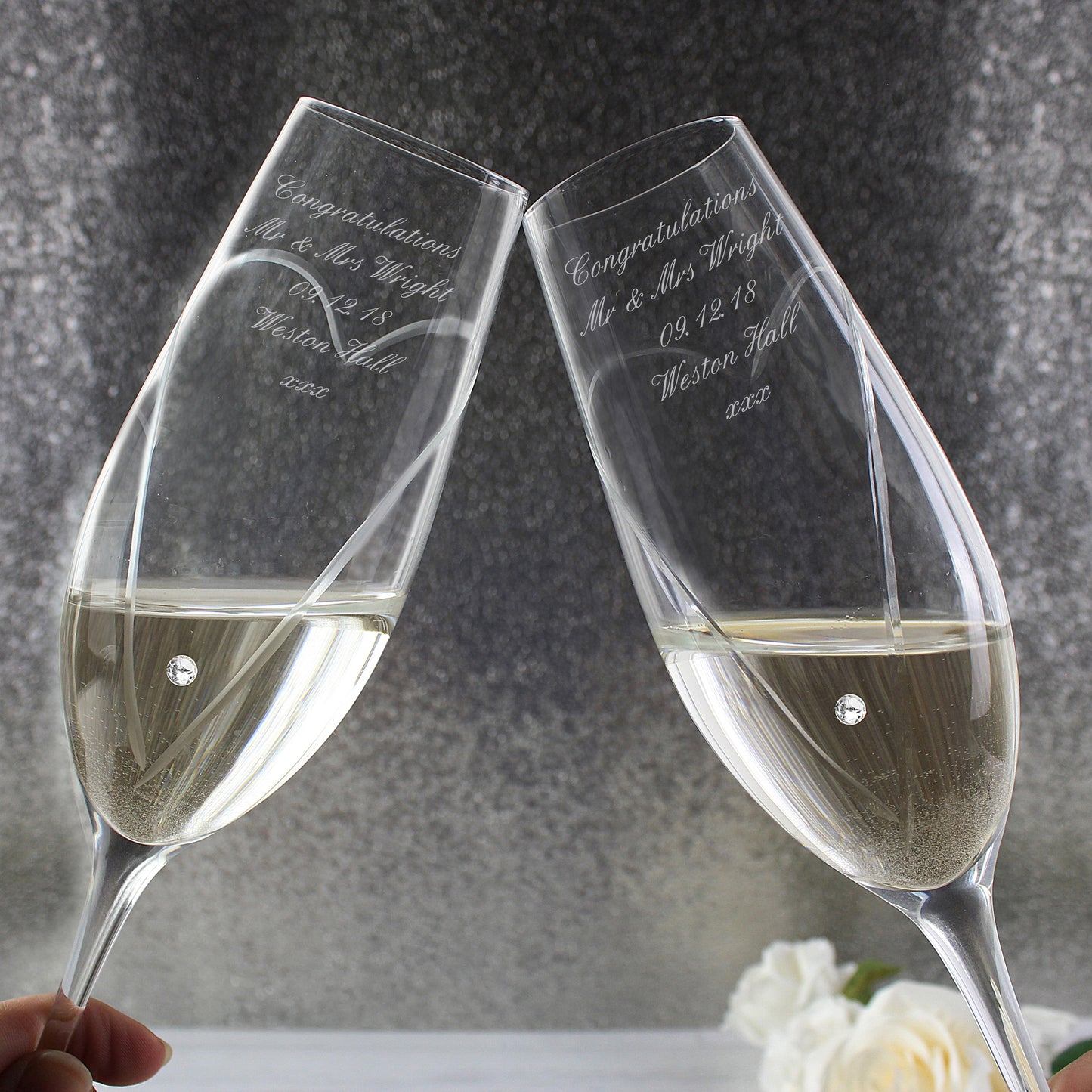 Personalised Heart Champagne Flutes Gift Box - Message - image 4