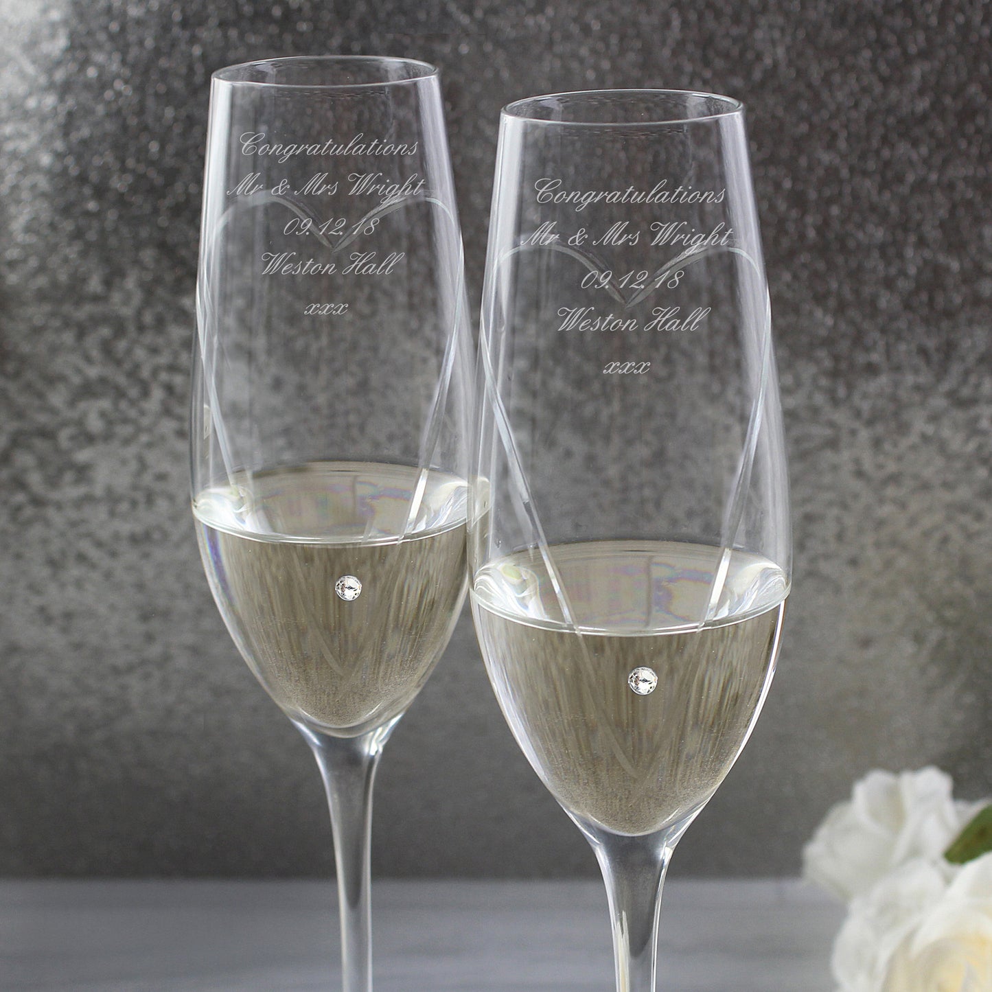 Personalised Heart Champagne Flutes Gift Box - Message - image 5