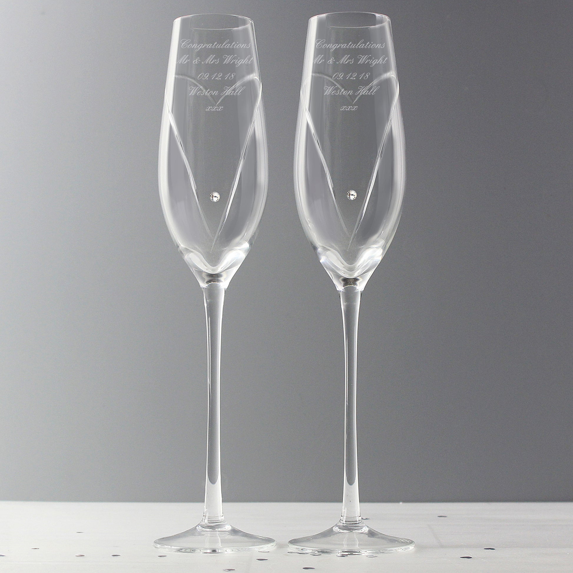 Personalised Heart Champagne Flutes Gift Box - Message - image 6