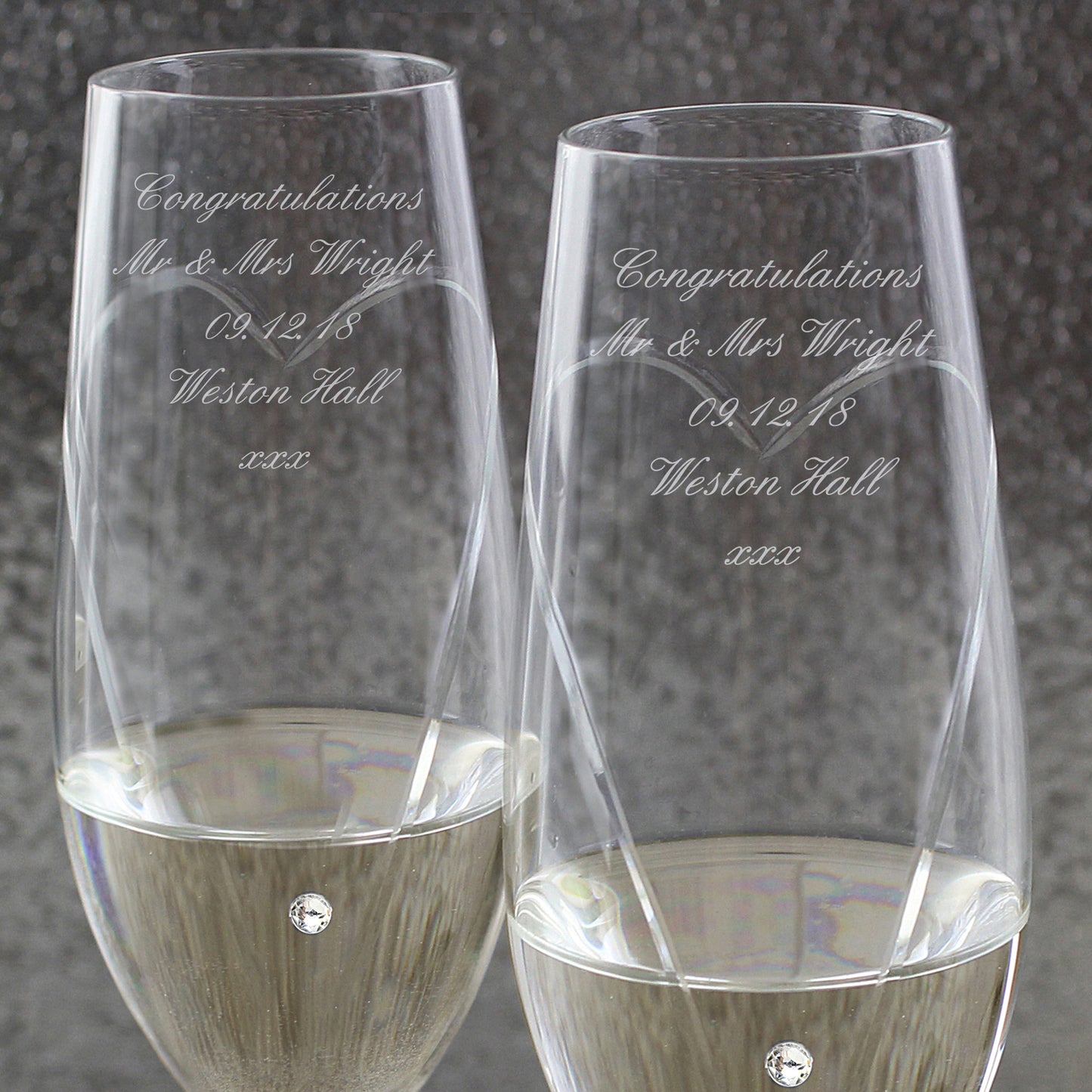 Personalised Heart Champagne Flutes Gift Box - Message - image 7