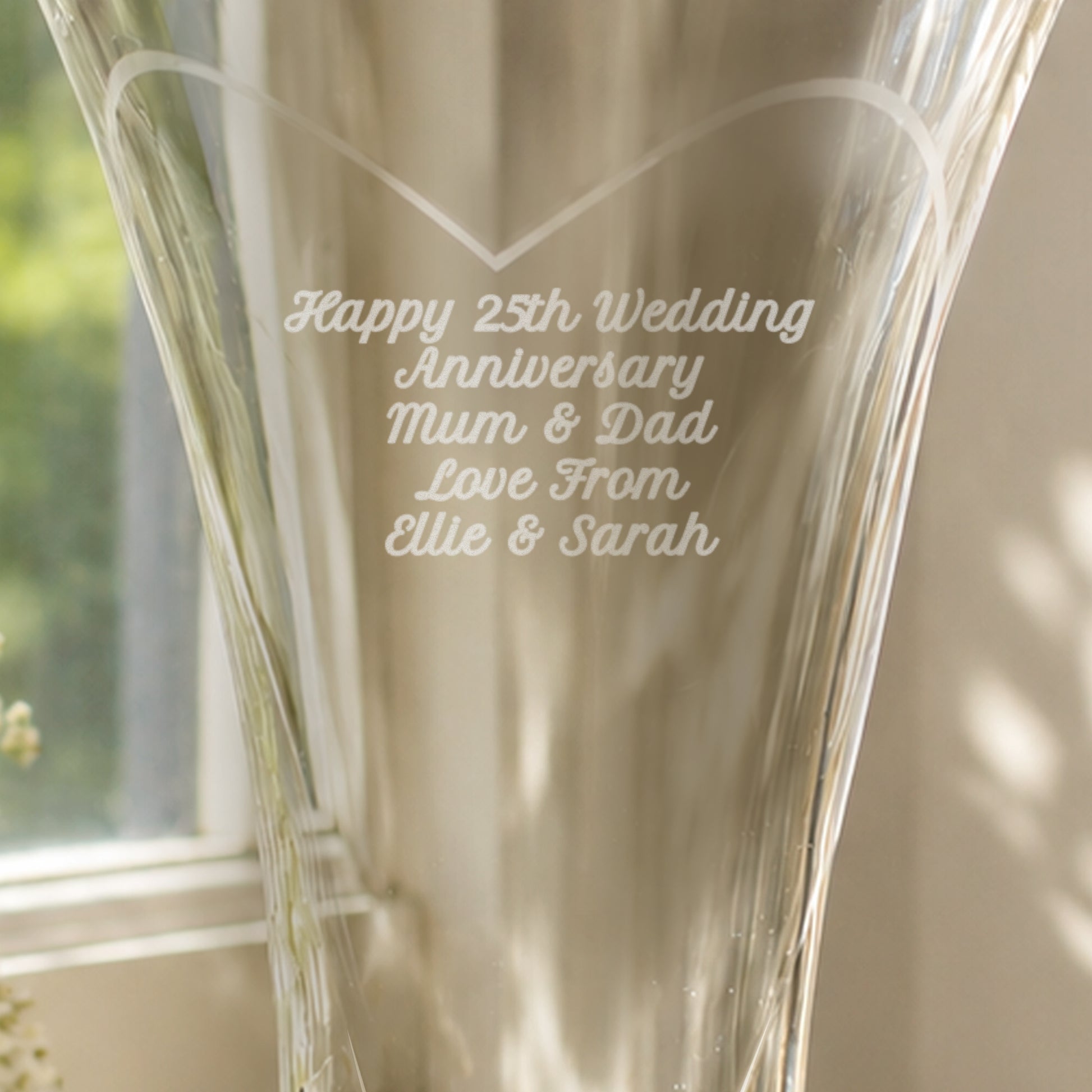 Personalised Large Hand Cut Diamond Effect Heart Vase - image 2