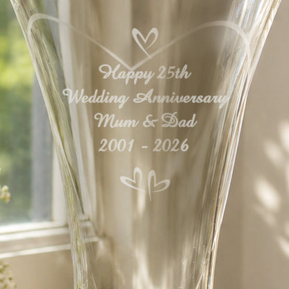 Personalised Large Hand Cut Little Hearts Diamond Effect Vase - image 2