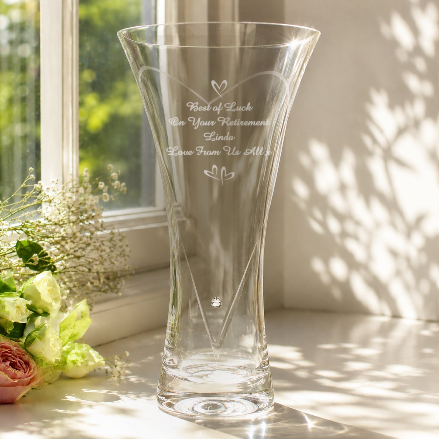 Personalised Large Hand Cut Little Hearts Diamond Effect Vase - image 3