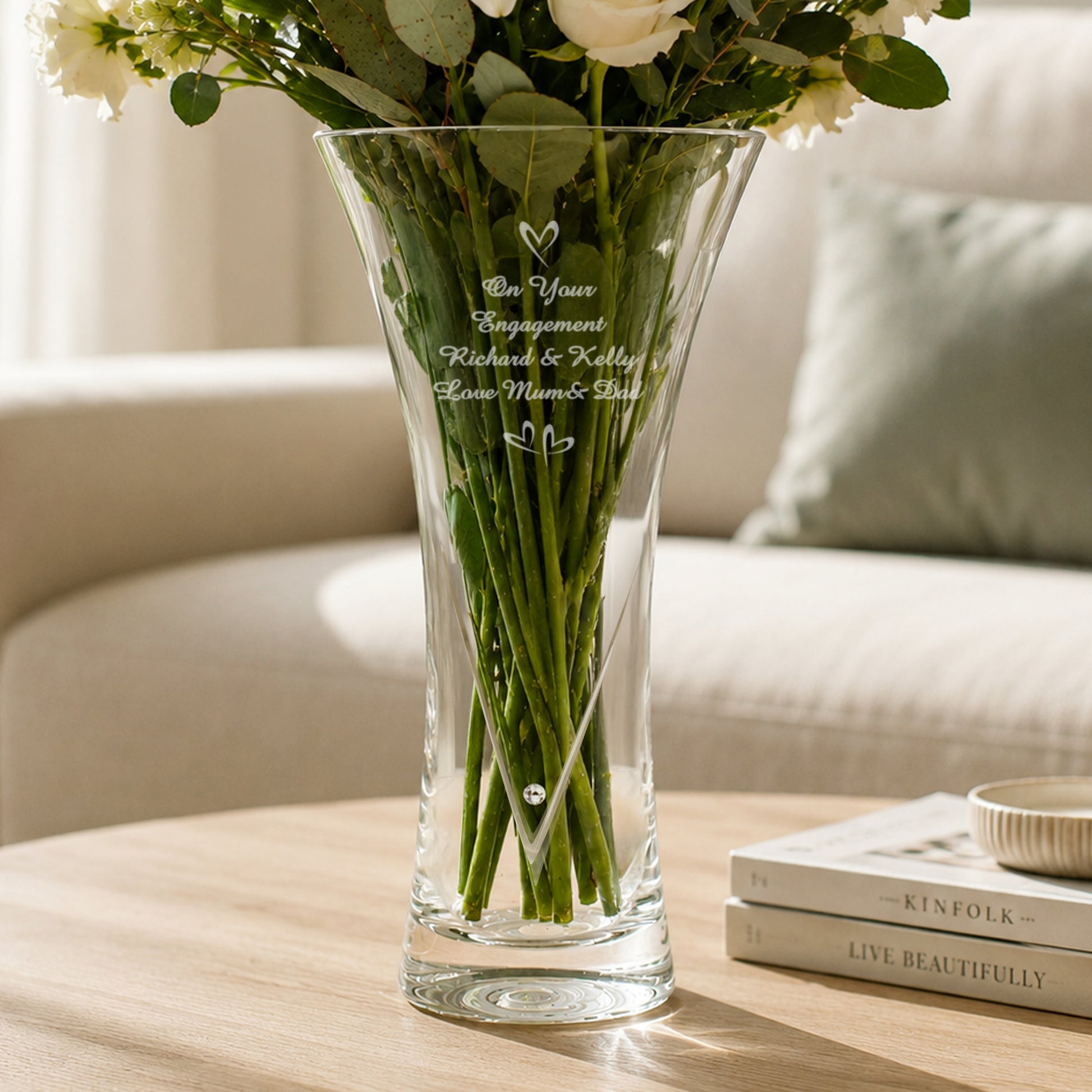 Personalised Large Hand Cut Little Hearts Diamond Effect Vase - image 4