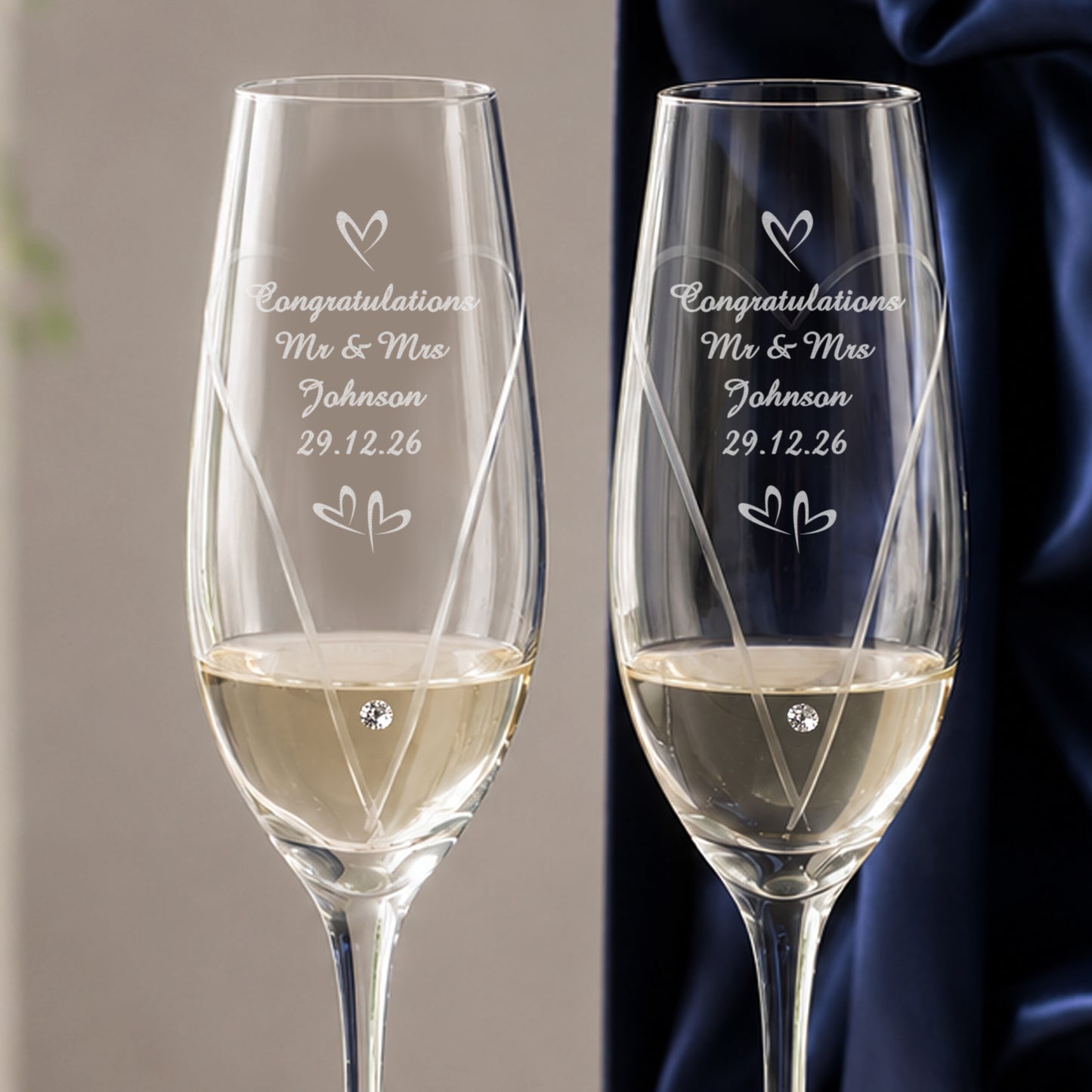 Personalised Little Hearts Champagne Flutes Gift Box - image 2