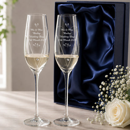 Personalised Little Hearts Champagne Flutes Gift Box - image 3