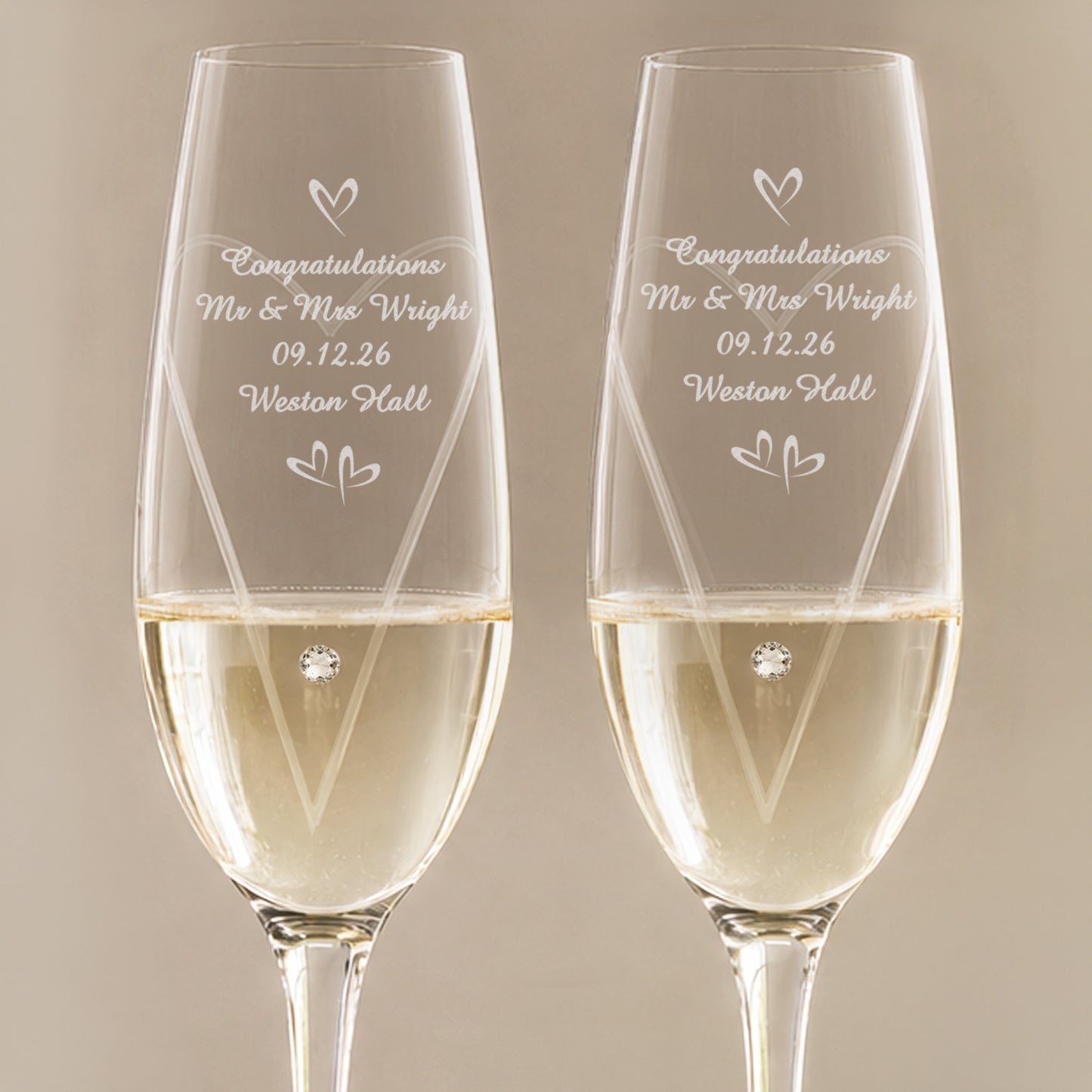 Personalised Little Hearts Champagne Flutes Gift Box - image 6