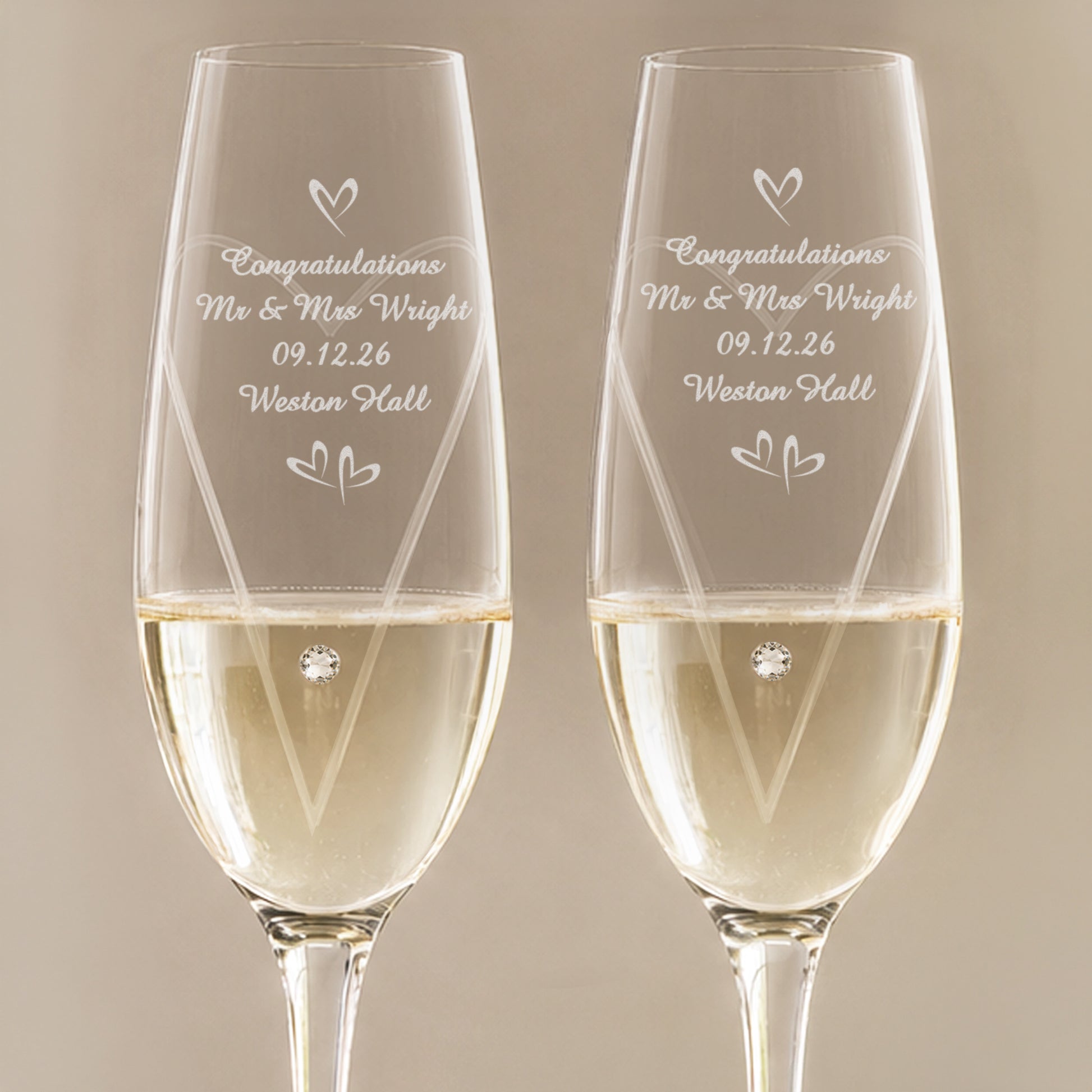 Personalised Little Hearts Champagne Flutes Gift Box - image 6
