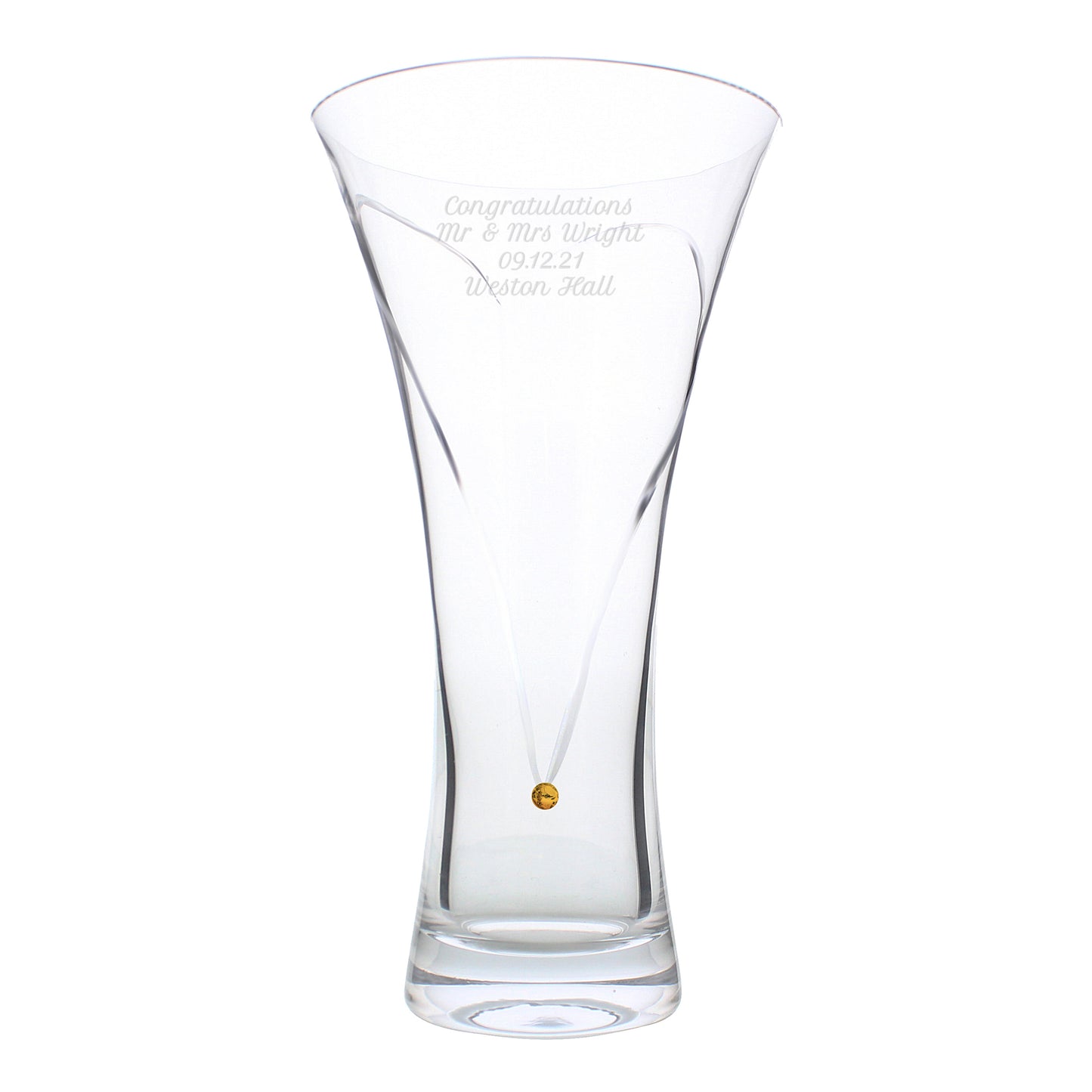 Personalised Large Hand Cut Gold Diamond Effect Heart Vase - image 2