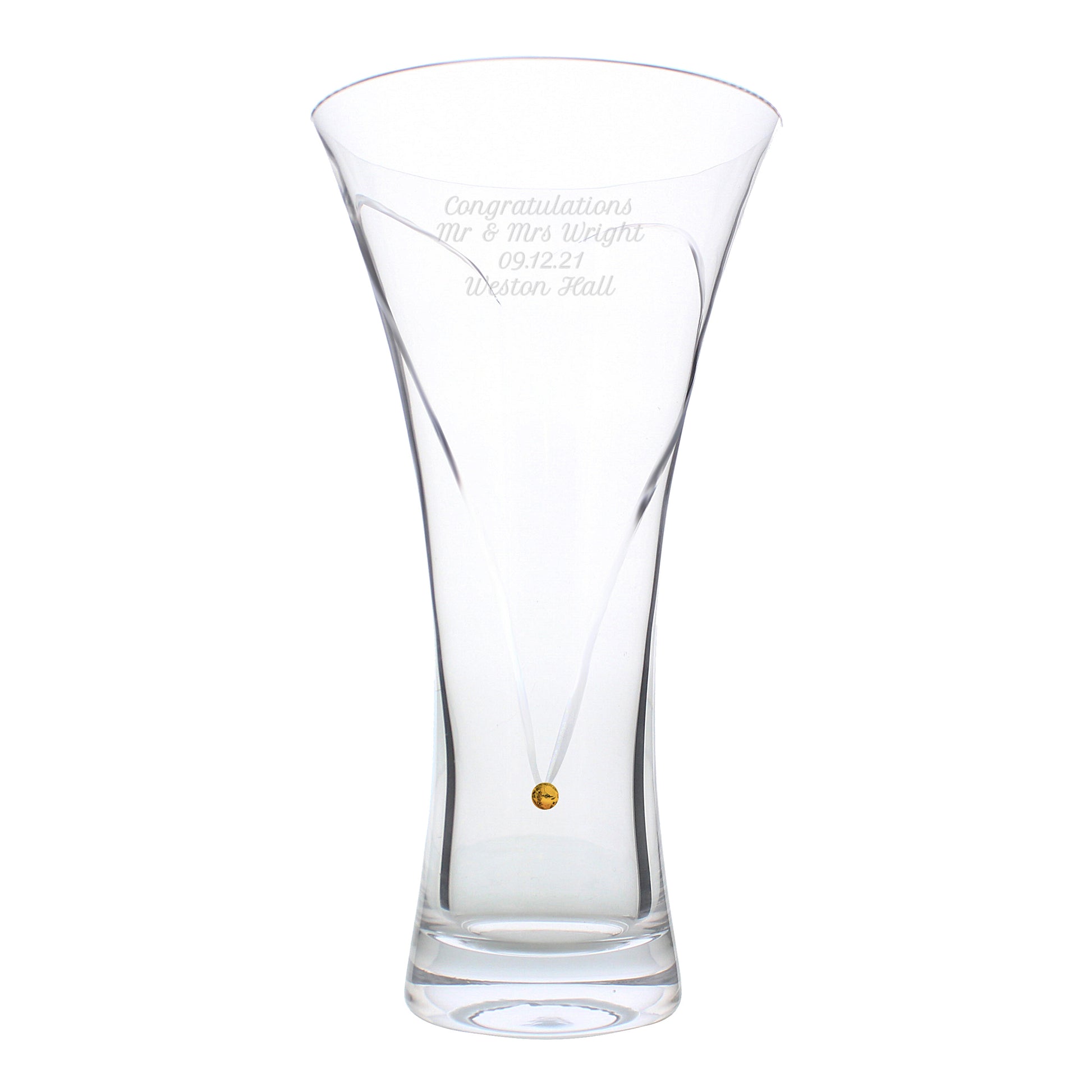 Personalised Large Hand Cut Gold Diamond Effect Heart Vase - image 2