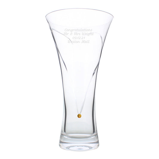 Personalised Large Hand Cut Gold Diamond Effect Heart Vase - image 2