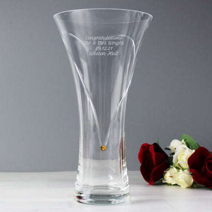 Personalised Large Hand Cut Gold Diamond Effect Heart Vase - image 3