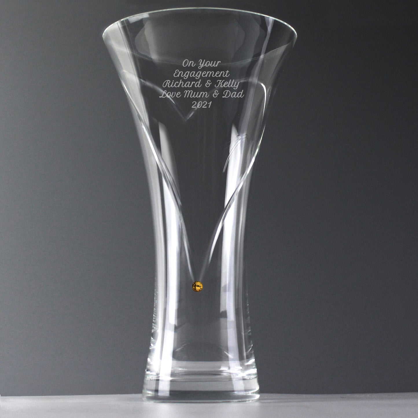 Personalised Large Hand Cut Gold Diamond Effect Heart Vase - image 4