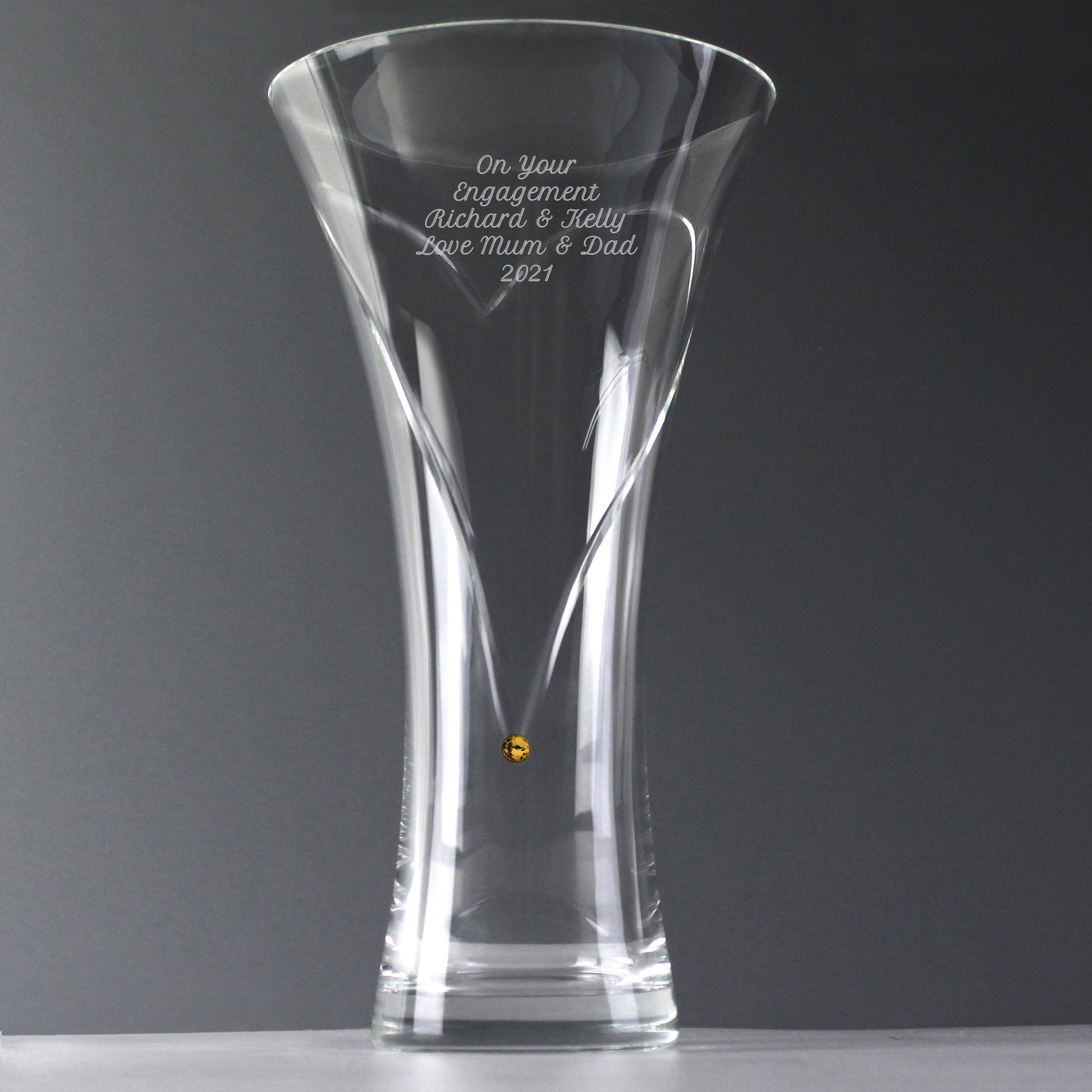 Personalised Large Hand Cut Gold Diamond Effect Heart Vase - image 4