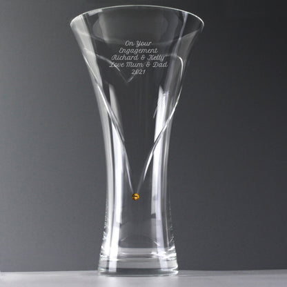 Personalised Large Hand Cut Gold Diamond Effect Heart Vase - image 4