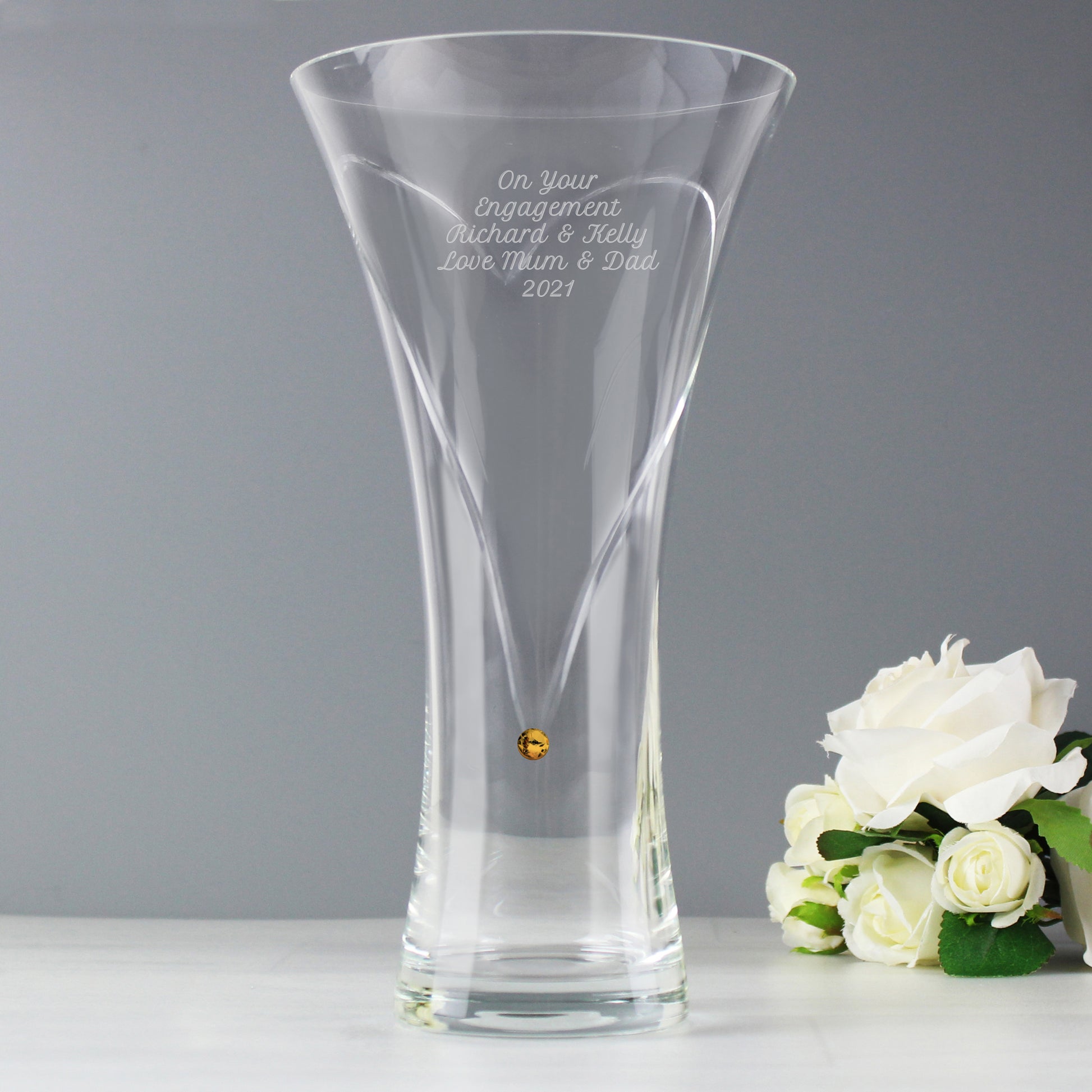 Personalised Large Hand Cut Gold Diamond Effect Heart Vase - image 5