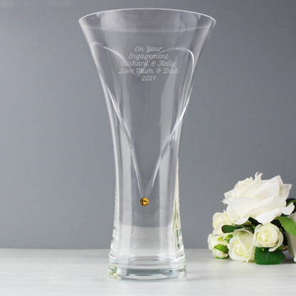 Personalised Large Hand Cut Gold Diamond Effect Heart Vase - image 5