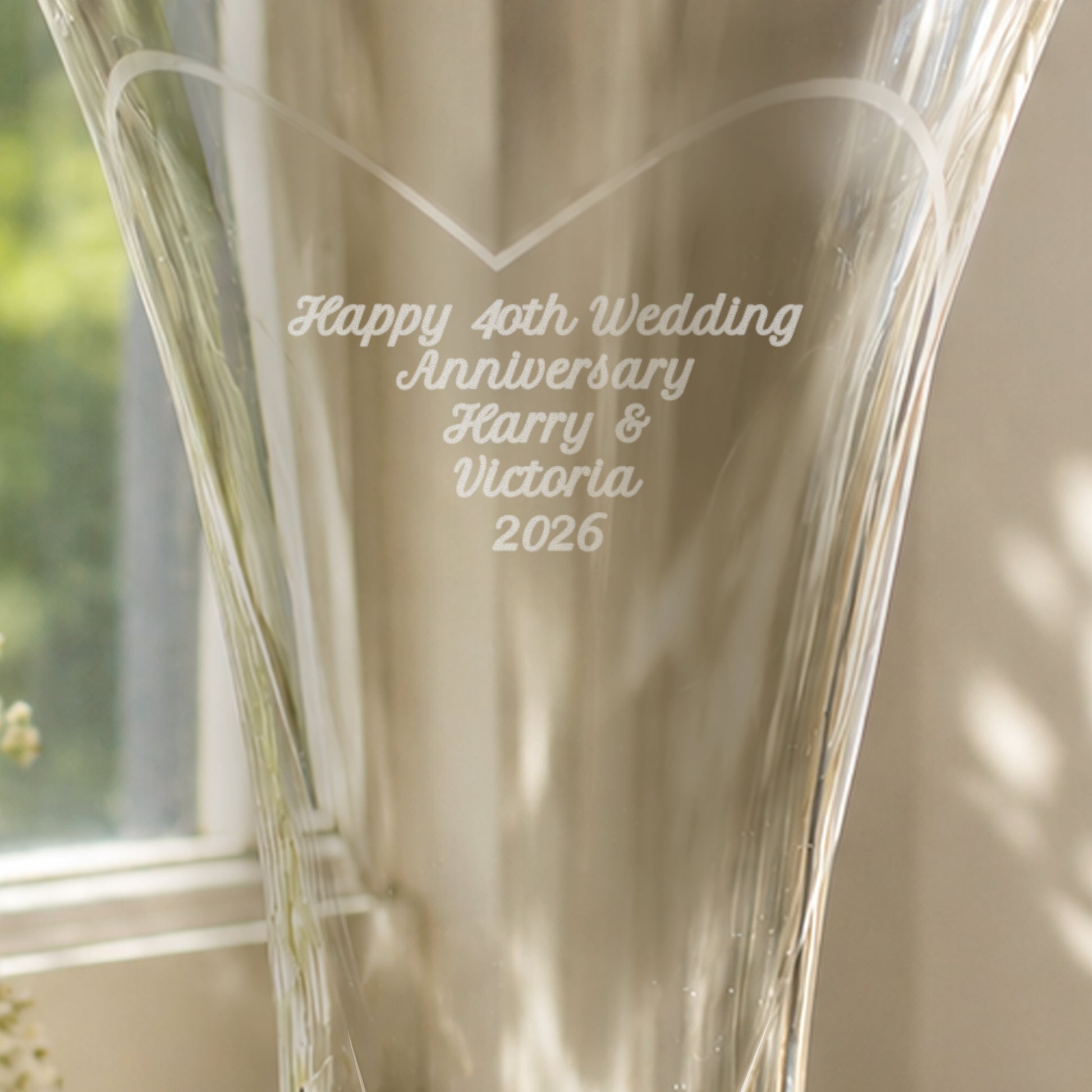 Personalised Large Hand Cut Ruby Diamond Effect Heart Vase - image 2
