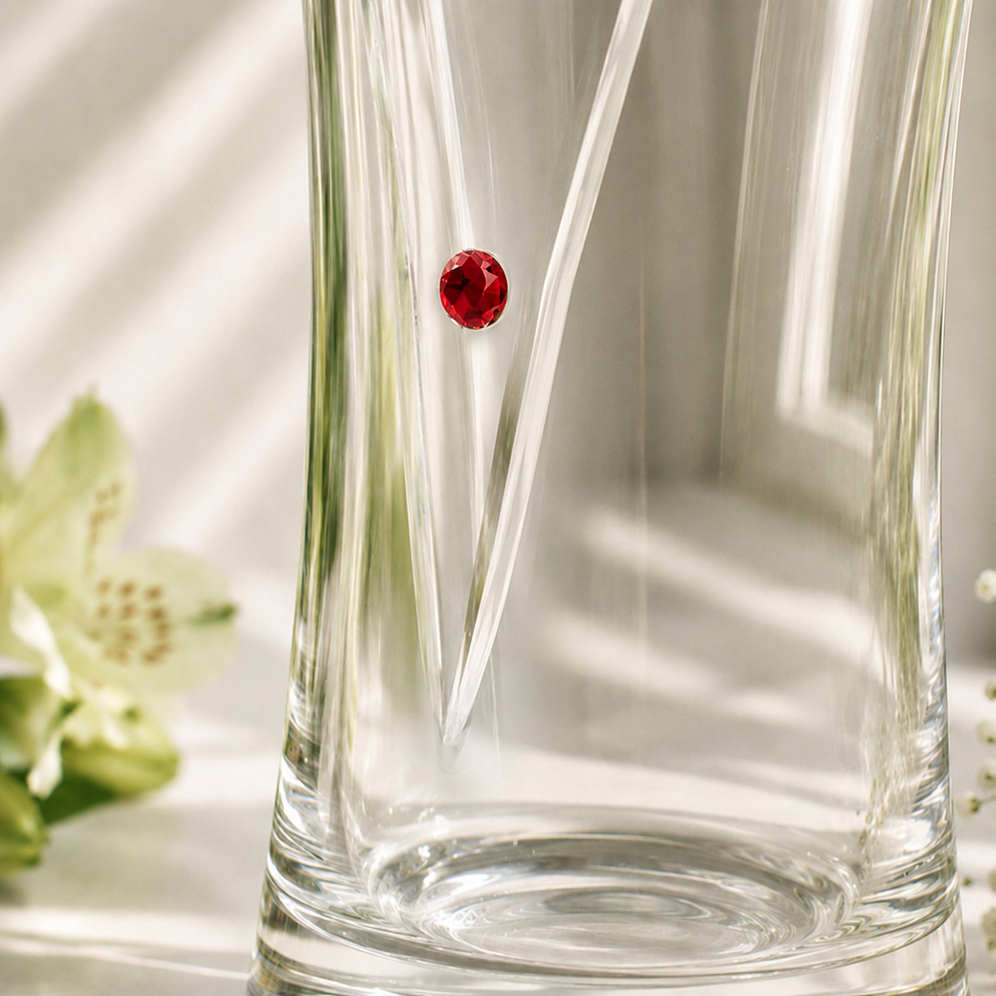 Personalised Large Hand Cut Ruby Diamond Effect Heart Vase - image 4