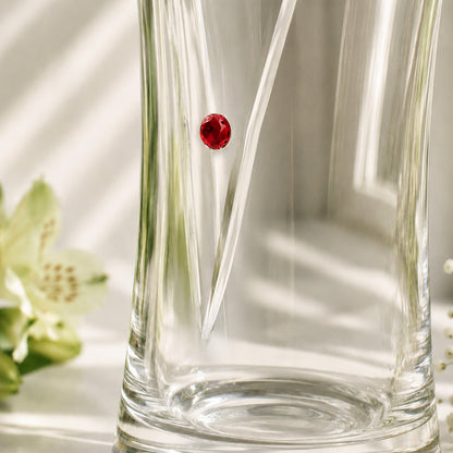 Personalised Large Hand Cut Ruby Diamond Effect Heart Vase - image 4