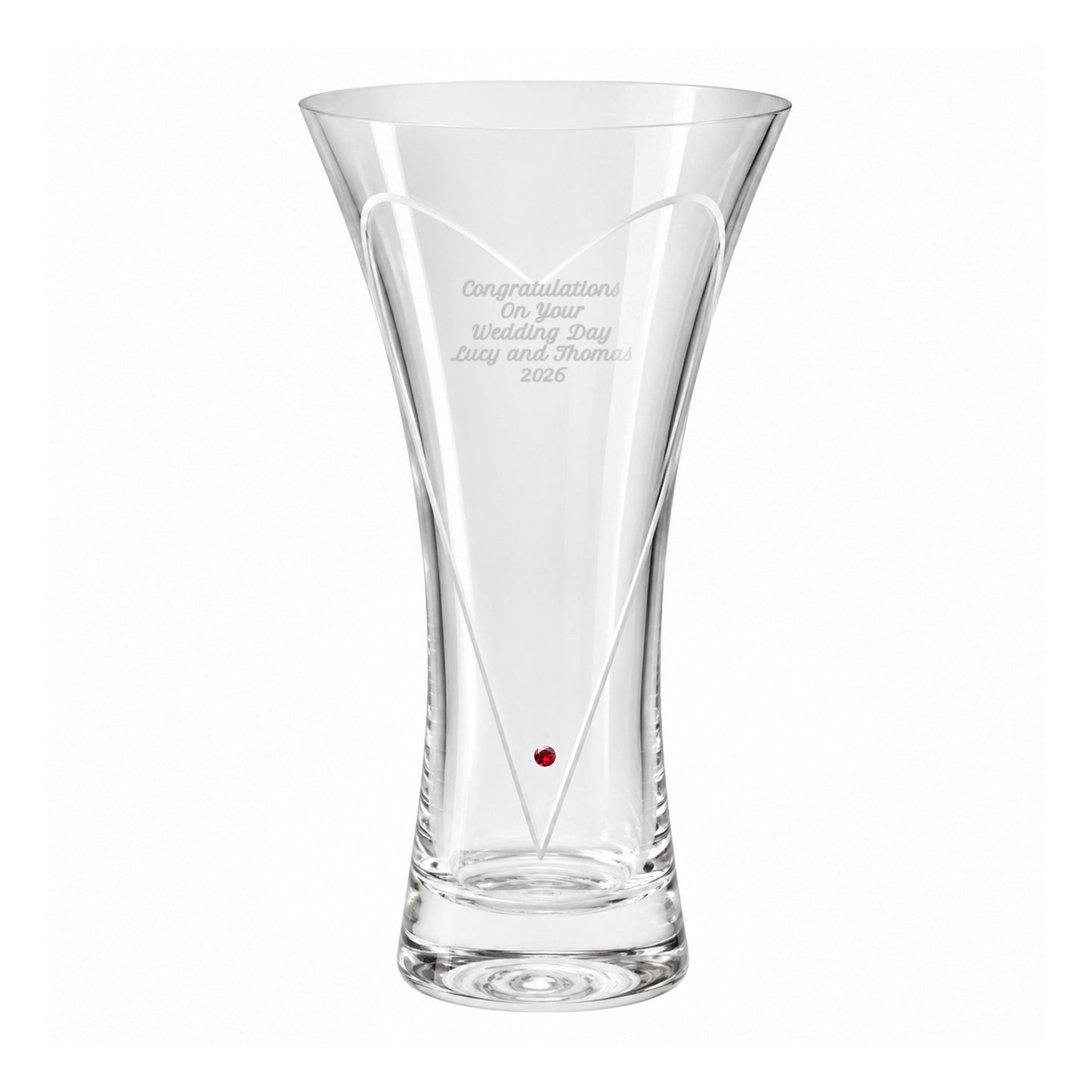 Personalised Large Hand Cut Ruby Diamond Effect Heart Vase - image 5