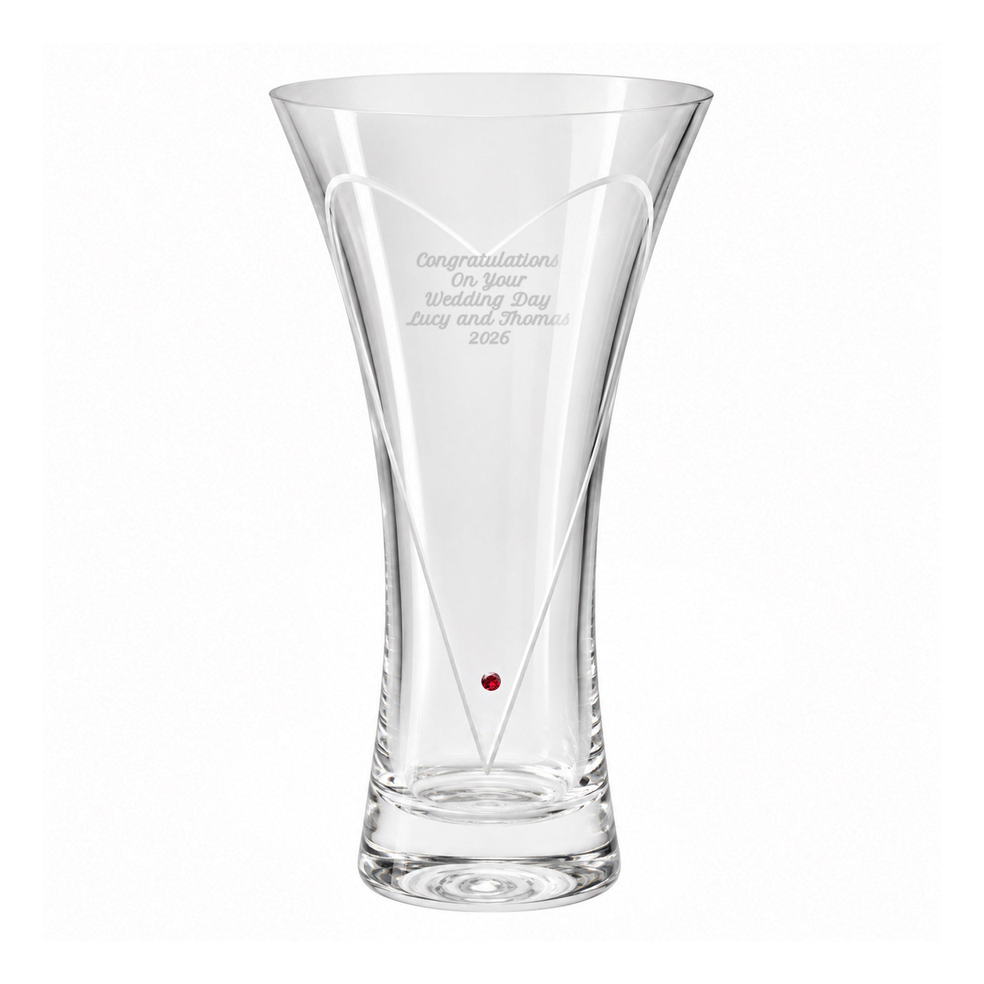 Personalised Large Hand Cut Ruby Diamond Effect Heart Vase - image 5
