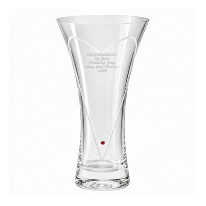 Personalised Large Hand Cut Ruby Diamond Effect Heart Vase - image 5