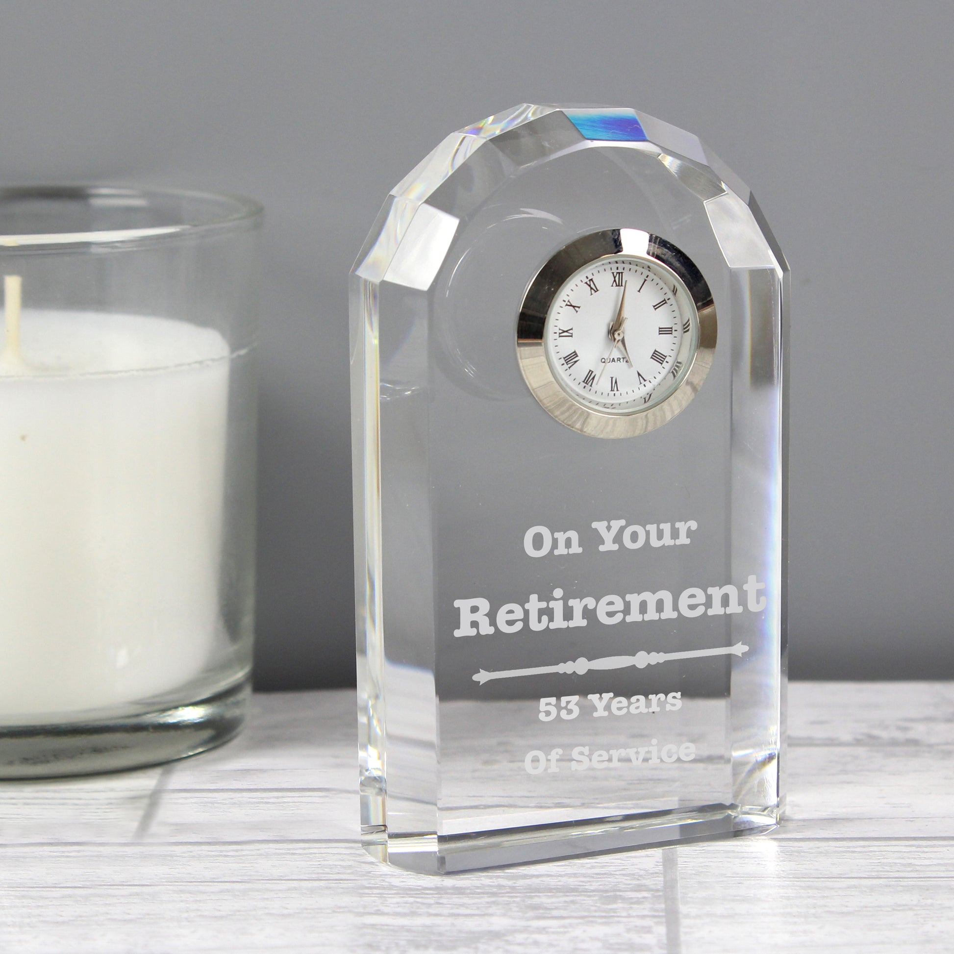 Personalised Scroll Design Crystal Clock - image 3