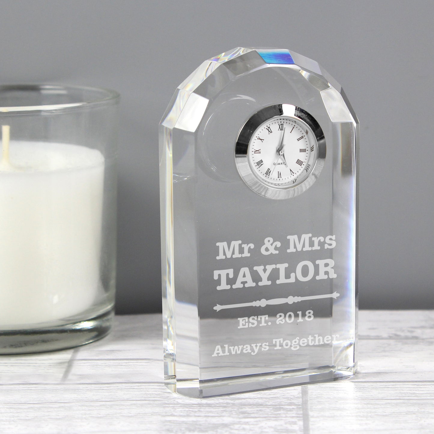 Personalised Scroll Design Crystal Clock - image 5