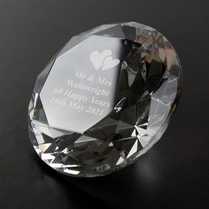 Personalised Heart Motif Diamond Paperweight from Heartfelt Gifts