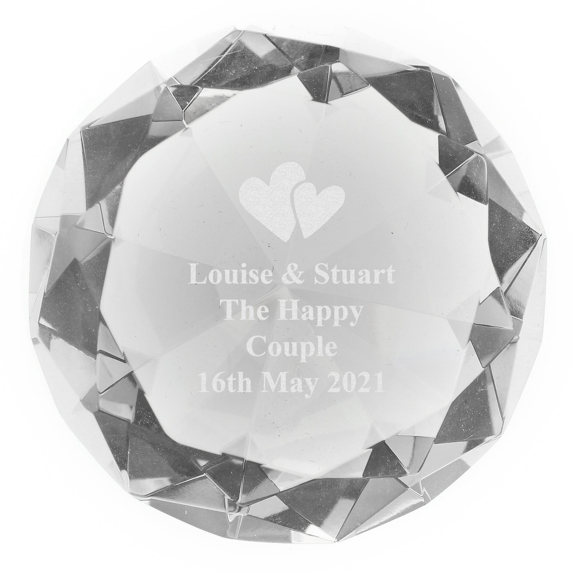 Personalised Heart Motif Diamond Paperweight - image 2